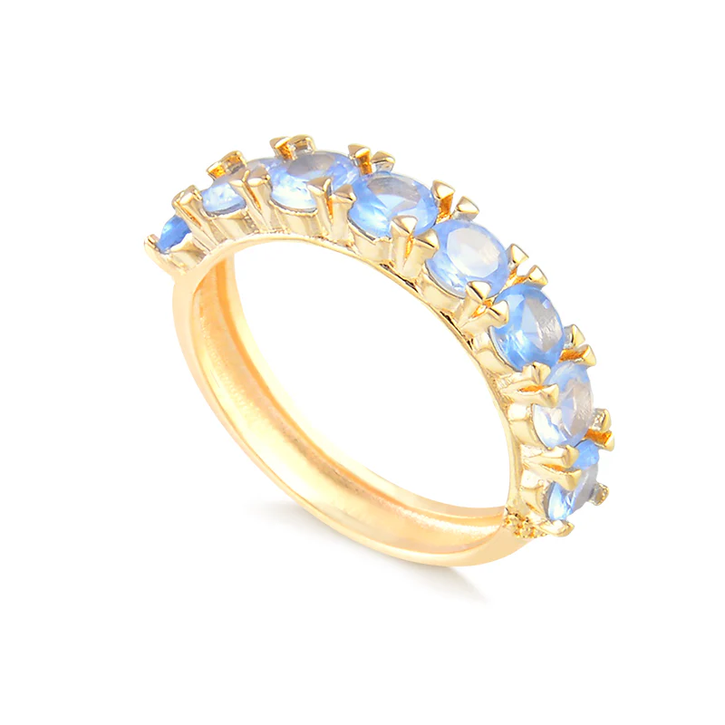 Anel Meia Aliança Zirconias 4mm