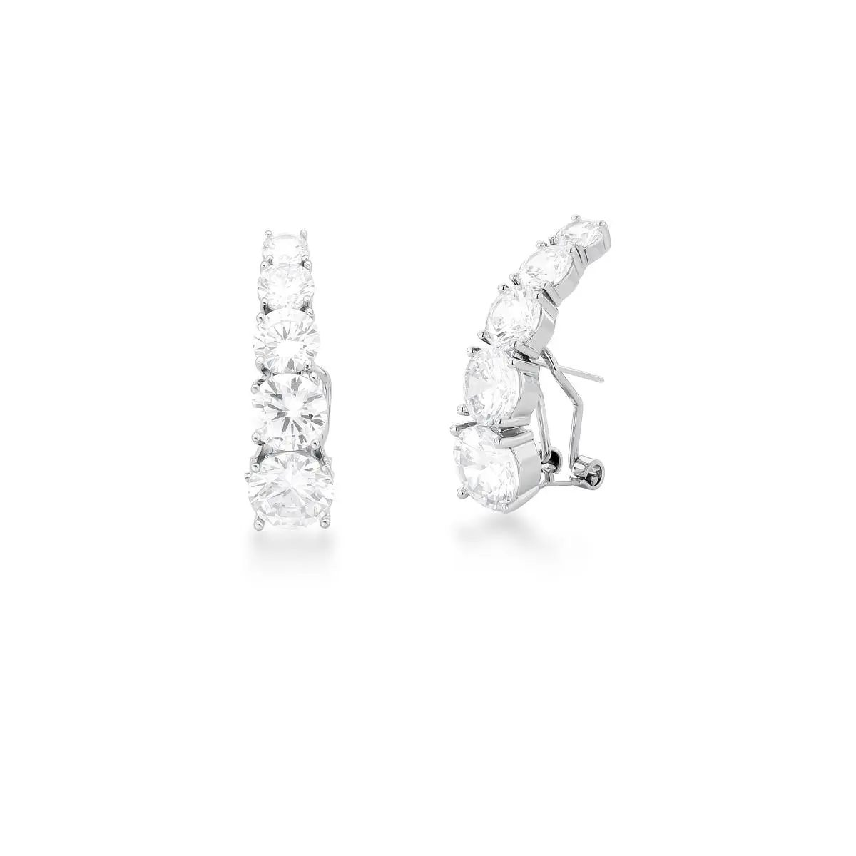 BRINCO EAR HOOK CURVO EM CRISTAIS REDONDOS