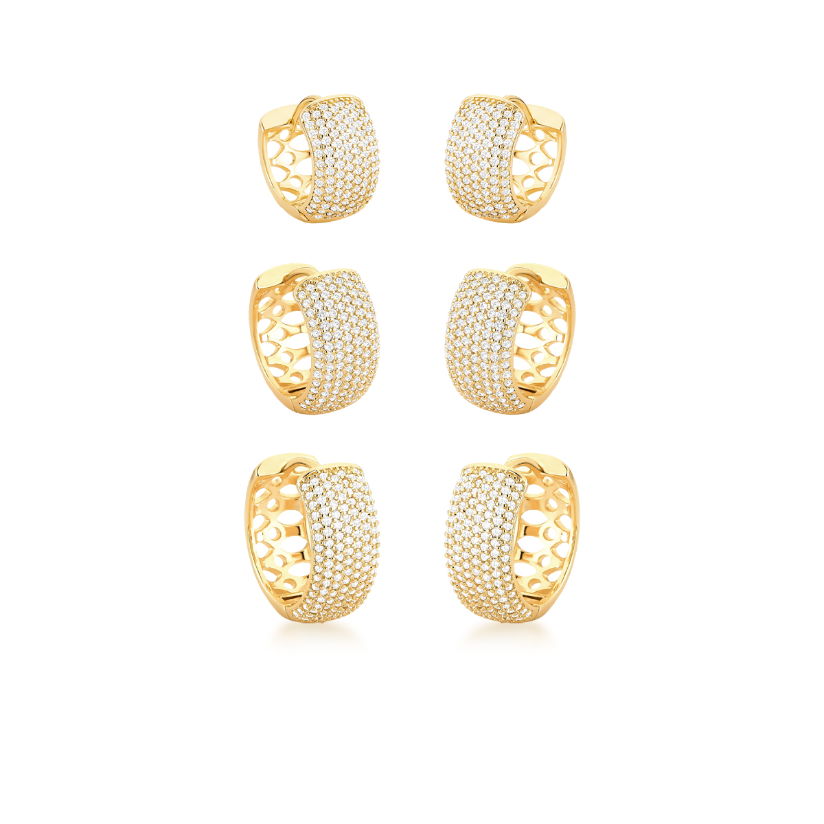 BRINCO TRIO ARGOLA ZIRCONIA