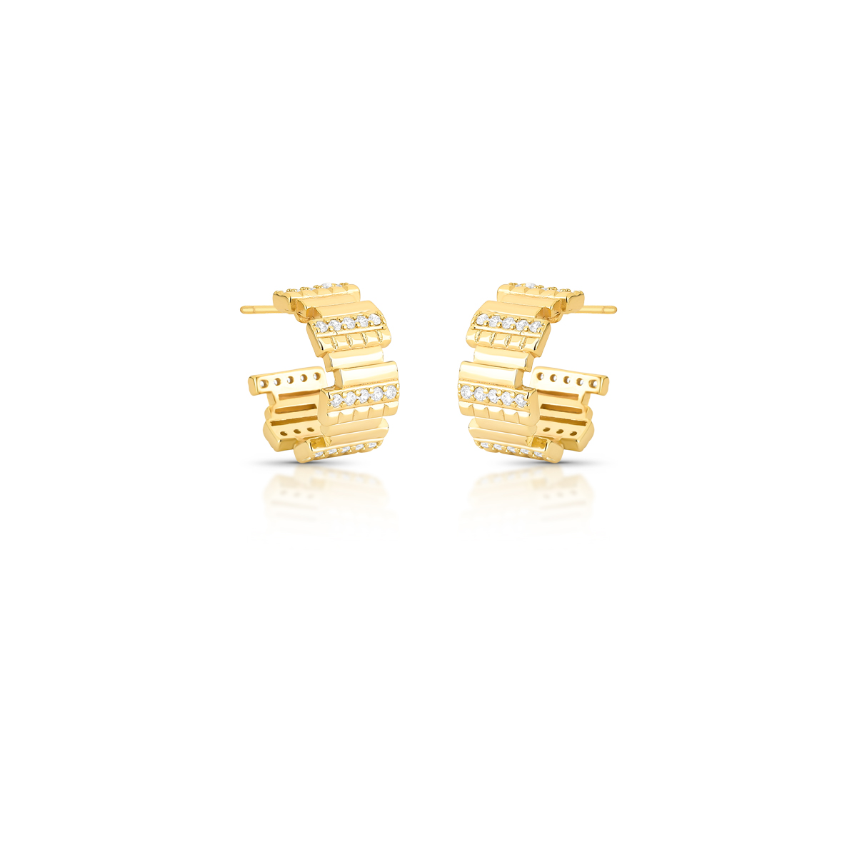 BRINCO MEIA ARGOLA 6 COLUNA ZIRCONIA
