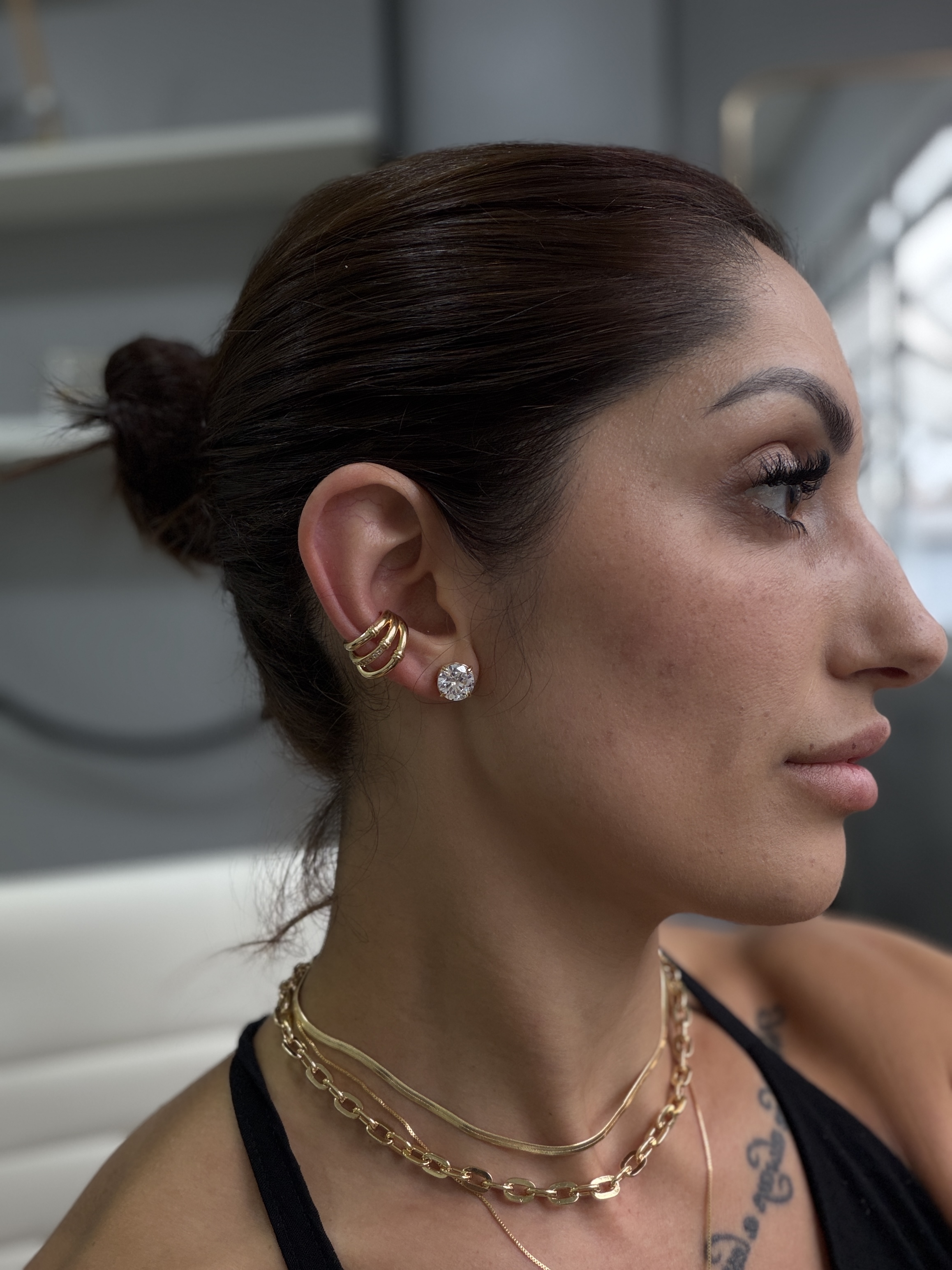 PIERCING FAKE TRIPLO LISO E CRAVEJADO OU CRISTAL