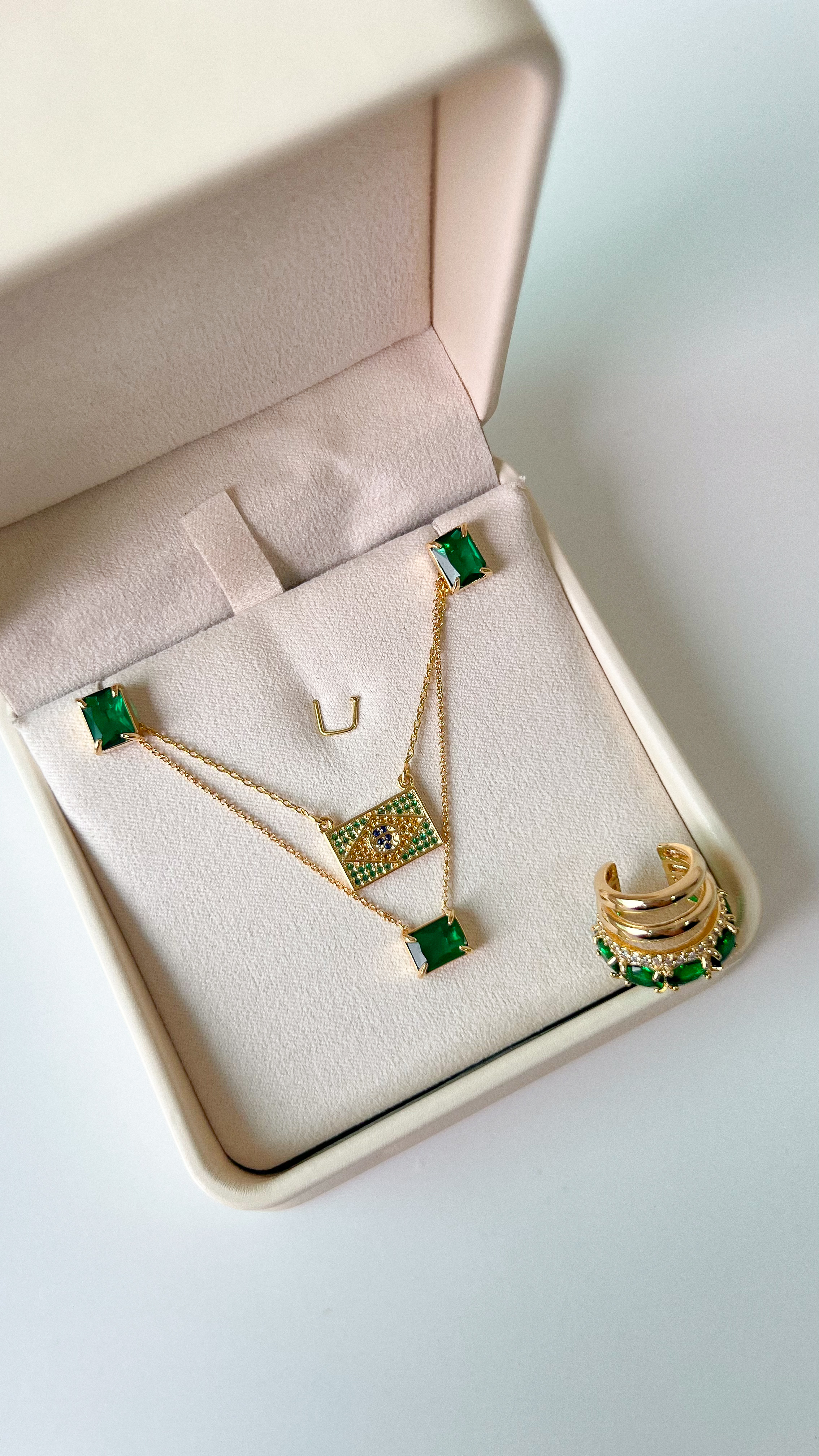 CONJUNTO OCTOGONO 6X8MM OU ESMERALDA
