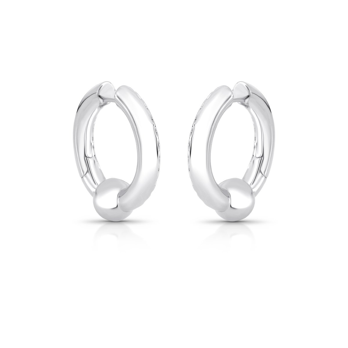 ARGOLA COM ESFERA VAZADA RÓDIO BRANCO