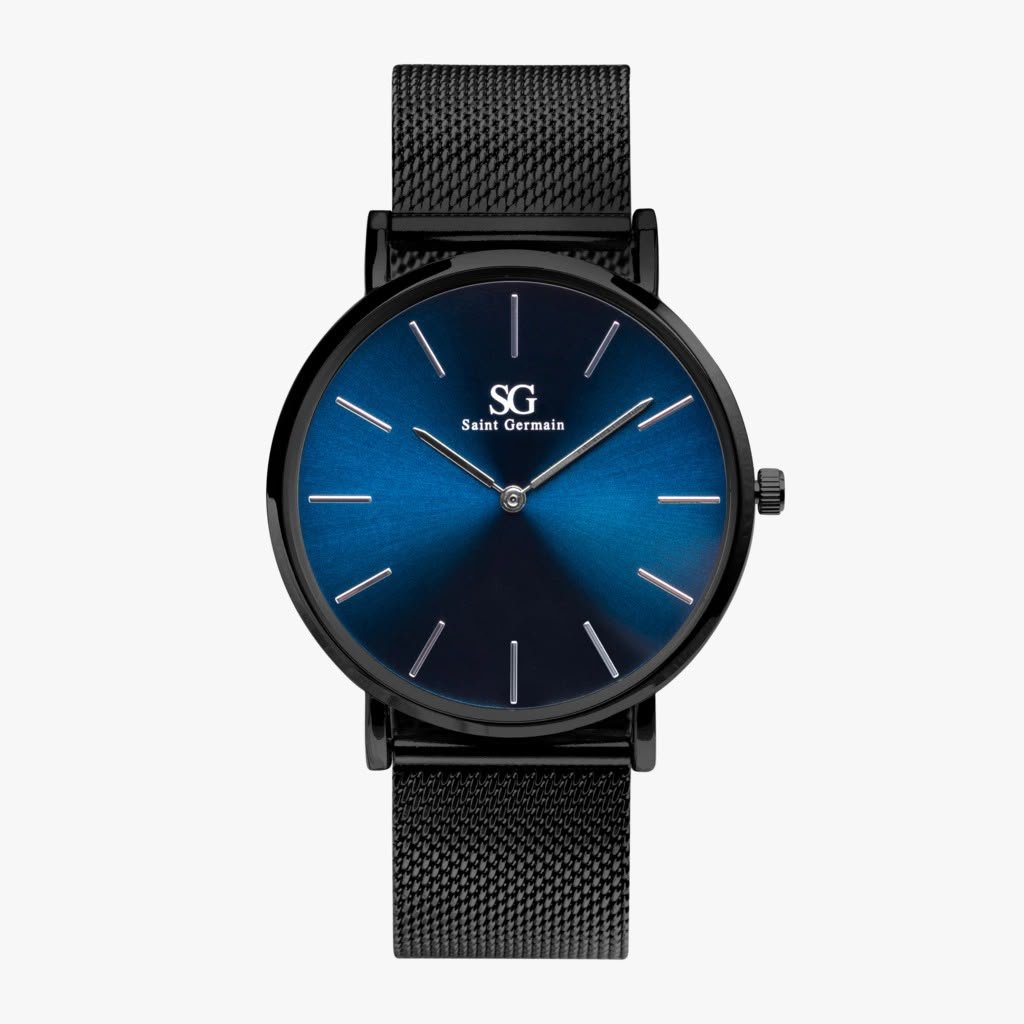 Relógio Minimalista Pulseira Preta Houston Full Blue 40mm